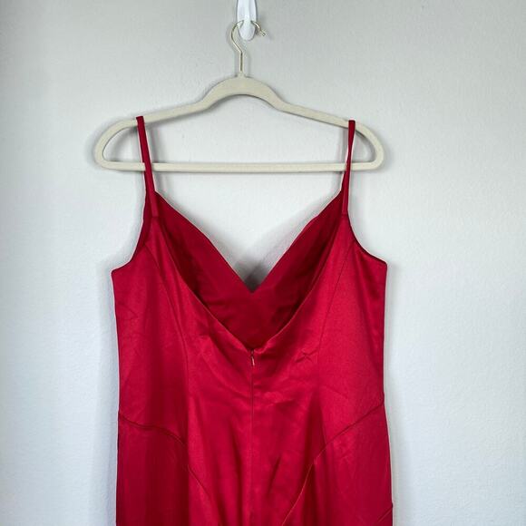 MAC DUGGAL Red Satin Gown Long Dress Plus Size 14 Formal Glam Event Gala Dance - Picture 7 of 7